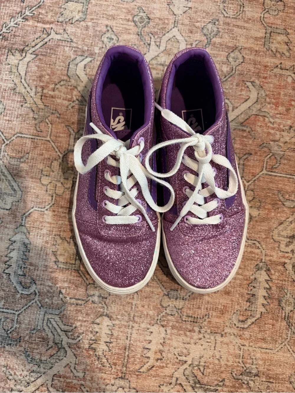 Vans Girls Purple Glitter Lace-Up Sneakers
